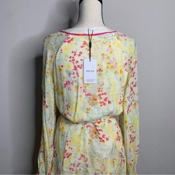 NWT Reiss Molly Floral Puff Long Sleeve Mini Dress - Picture 10 of 13